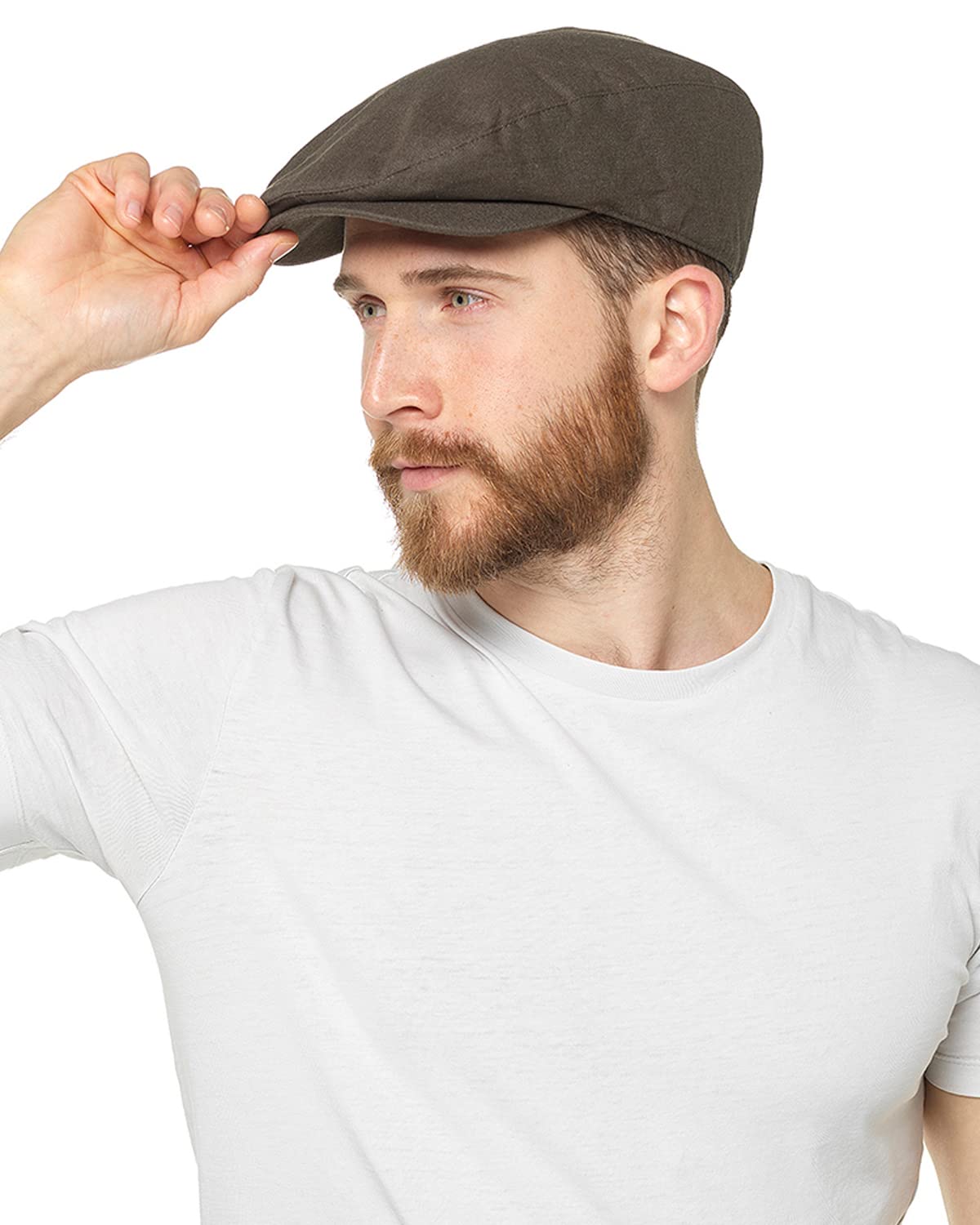 Undercover Gorra plana de lino para hombre, ligera, con pico, Bakerboy Newsboy, sombrero de verano azul marino, beige o caqui
