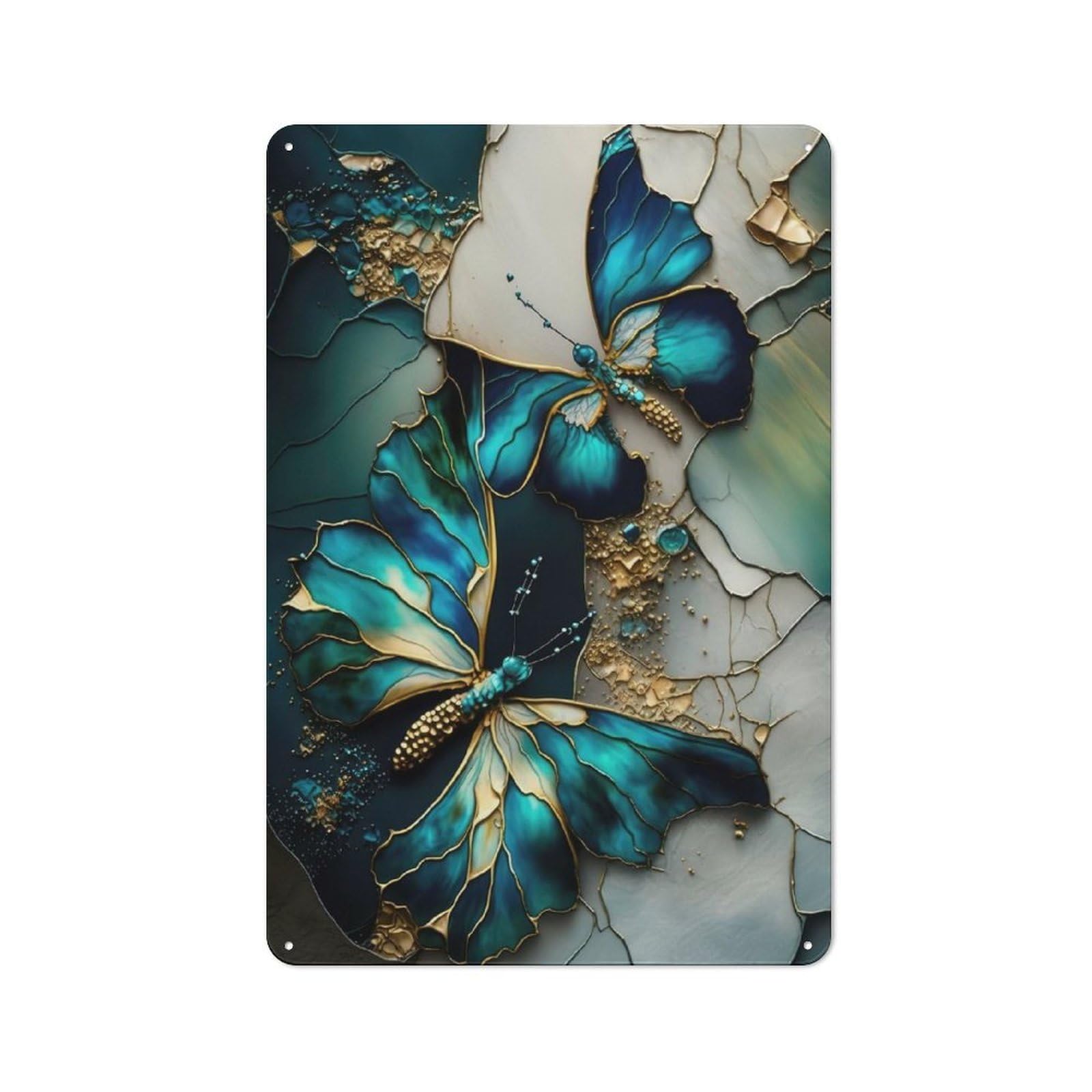 Graceful Wings of Nature Country Vintage Metal Wall Decor 30x20cm, Decorative Tin Sign for Cottage, Kitchen, Hallway Or Breakfast Nook