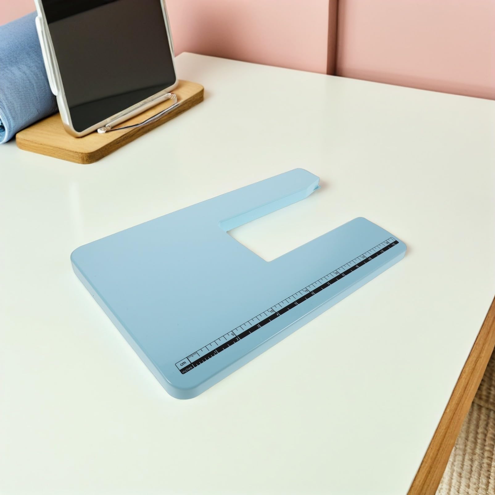WOONEKY Table Extension pour Machine à Coudre Maison Plastique Bleu Ciel Plateau Polyvalent pour Couture Quilting et Bricolage Accessoire Compatible Plupart des Machines Ménagères
