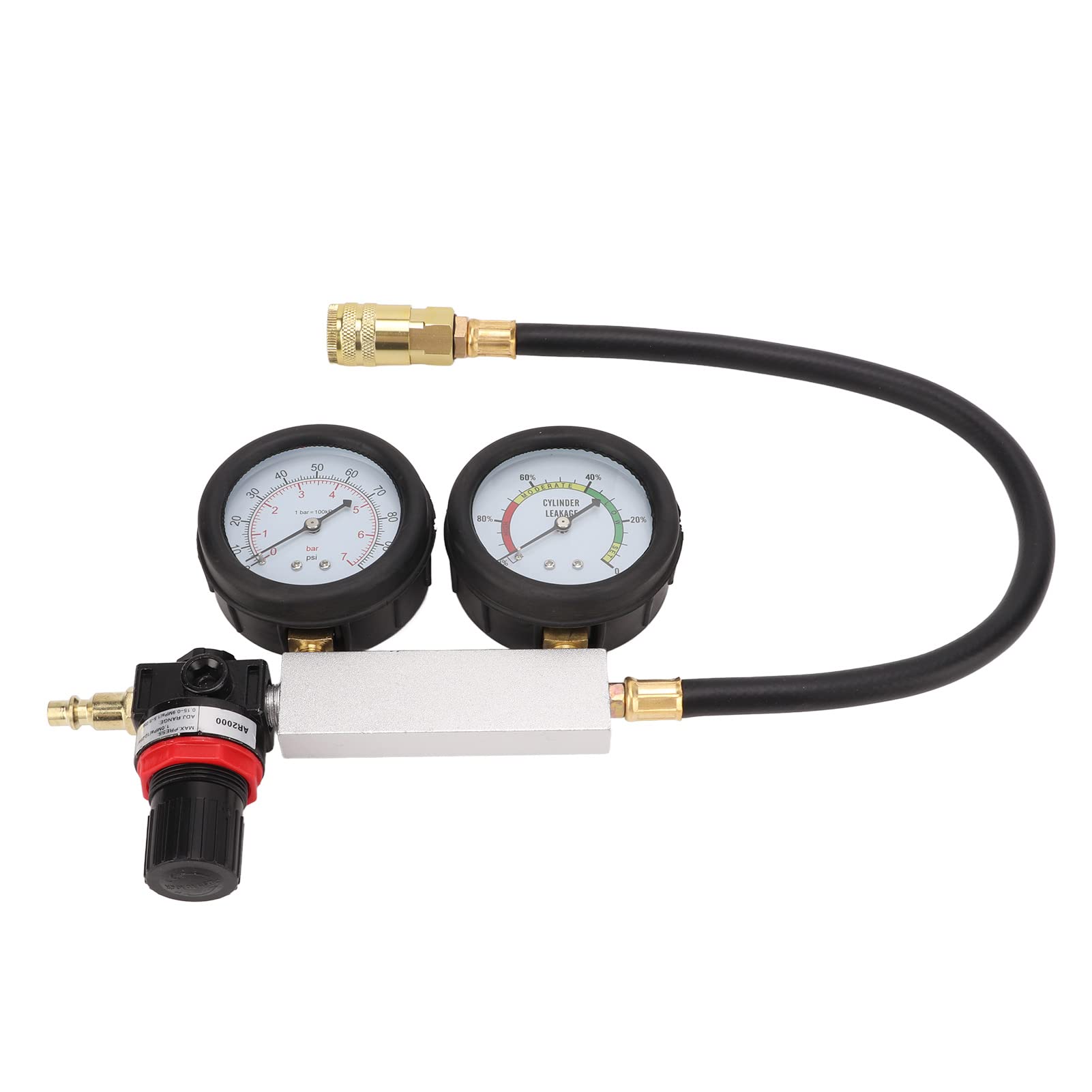 Cilindro Probador de Fugas Kit Automotriz Compresión de Motor de Gasolina Herramienta de Detección de Doble Calibre para Comprobación de Presión Prueba de Tasa de Fugas
