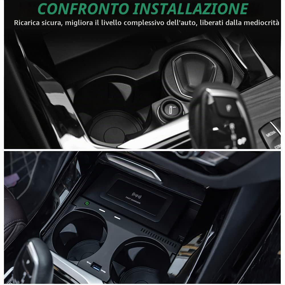 Caricatore Wireless Auto per BMW X3 X3M 2018 2019 2020 2021 2022, per BMW X4 X4M 2019 2020 2021 2022, 15W Rapida Ricarica Telefono Pad per BMW G01 G02 Accessorio, Regalo per BMW Possessori