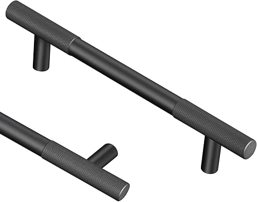 Paquete de 10 tiradores de gabinete negros de 5 pulgadas con espacio entre agujeros, manijas de gabinete de cocina negras mate, accesorios de cocina