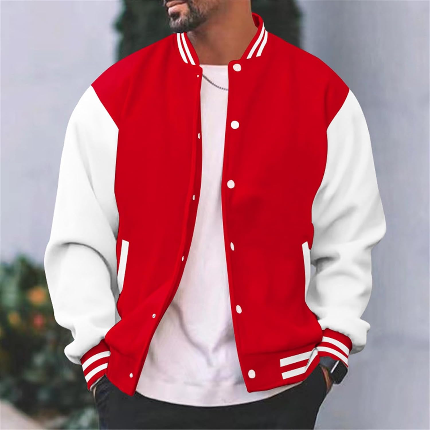 Men's Casual Jackets Fashion Slim Fit Letterman Baseball Classic College Style Outerwear for Everyday Wear