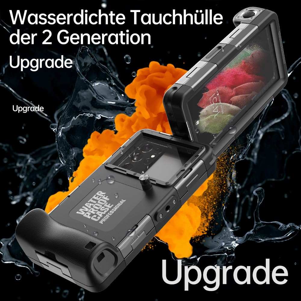 Unterwasser-Tauchgehäuse für iPhone, Samsung Galaxy, Huawei Xiaomi Redmi Smartphones, Professioneller Schutz [15m/50ft], wasserdichte Hülle für Schnorcheln, Surfen, Fotos & Videos (Schwarz)