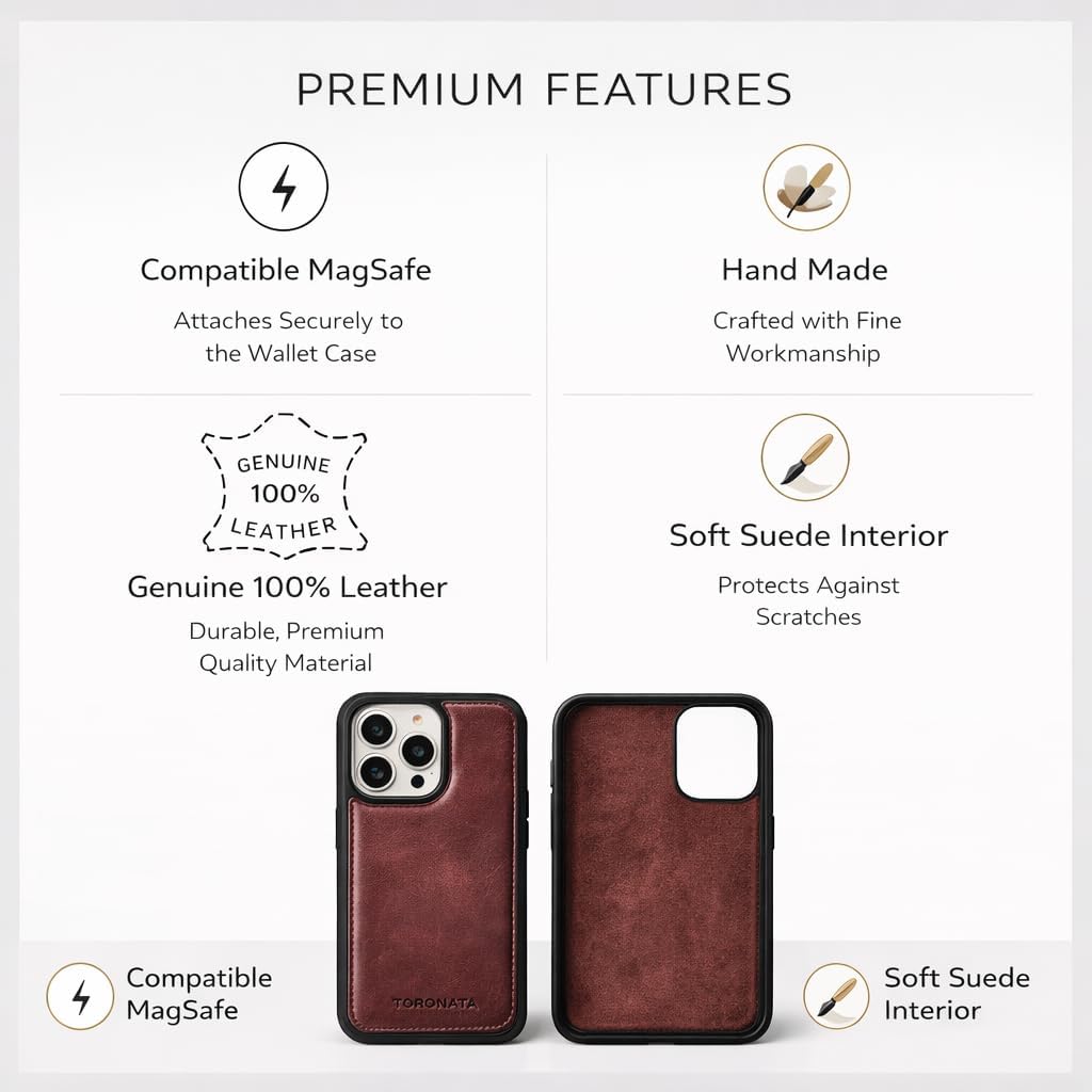 Vegas Wallet Phone Case Compatible with iPhone 15 Plus 6.7in – Elegant Full-Grain Leather Phone Case Wallet – Card Holder Wallet RFID Blocking with Kickstand, Card Slots (Purple)