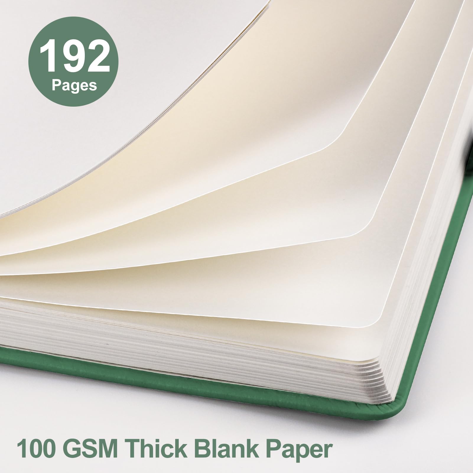 EMSHOI A5 Notebook Blank Journal, 192 Pages, 100 GSM Hardcover Leather Sketch Book with Doodle Stencil, Unlined - Image 3