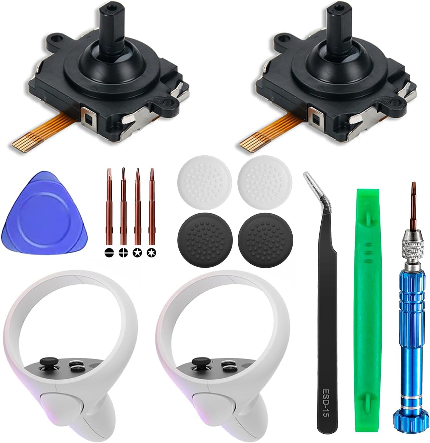 JZW-Shop 2 Pack Joystick Replacement for Oculus Quest 2 Controller, VR Replacement Joystick Analog Thumb Stick Repair Kit for Oculus Quest 2 Accessories