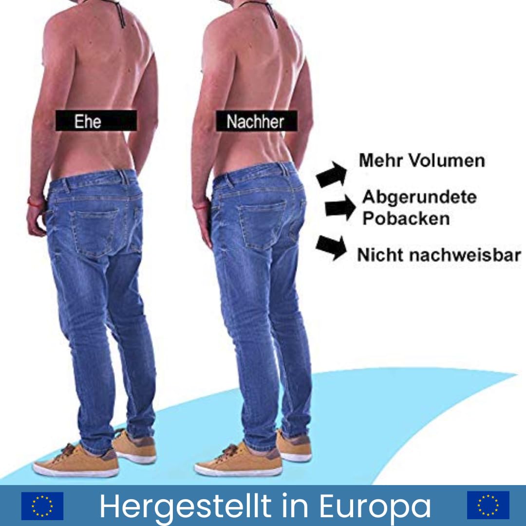 ARIUS Pack 2 Boxer-Unterhose mit Füllung in der hinteren - erweitert das Volumen und die Größe vom Gesäß - Men's Padded Buttocks - Men's Shapewear - Push UP Herren