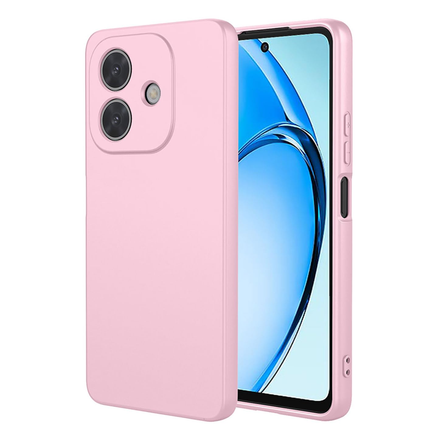 ILING Cover per OPPO A40 4G / OPPO A40M / OPPO A60 5G, Semplice Tinta Unita Retro Morbido Liquido Silicone TPU Bumper Antiurto Custodia Ultrasottile Matte Elegante Donna Case Cover (Rosa