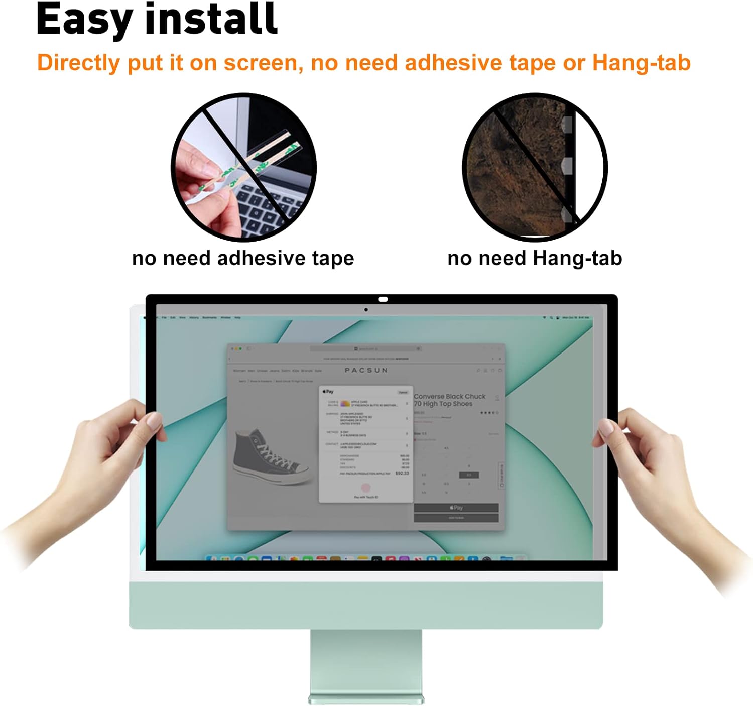 bersem Fully Removable Privacy Screen Protector Compatible with iMac 24 inch 2021 Monitor Privacy Screen for Apple Desktop Computer, Anti-Scratch UV-Blocking Privacy Screen Protector Filter