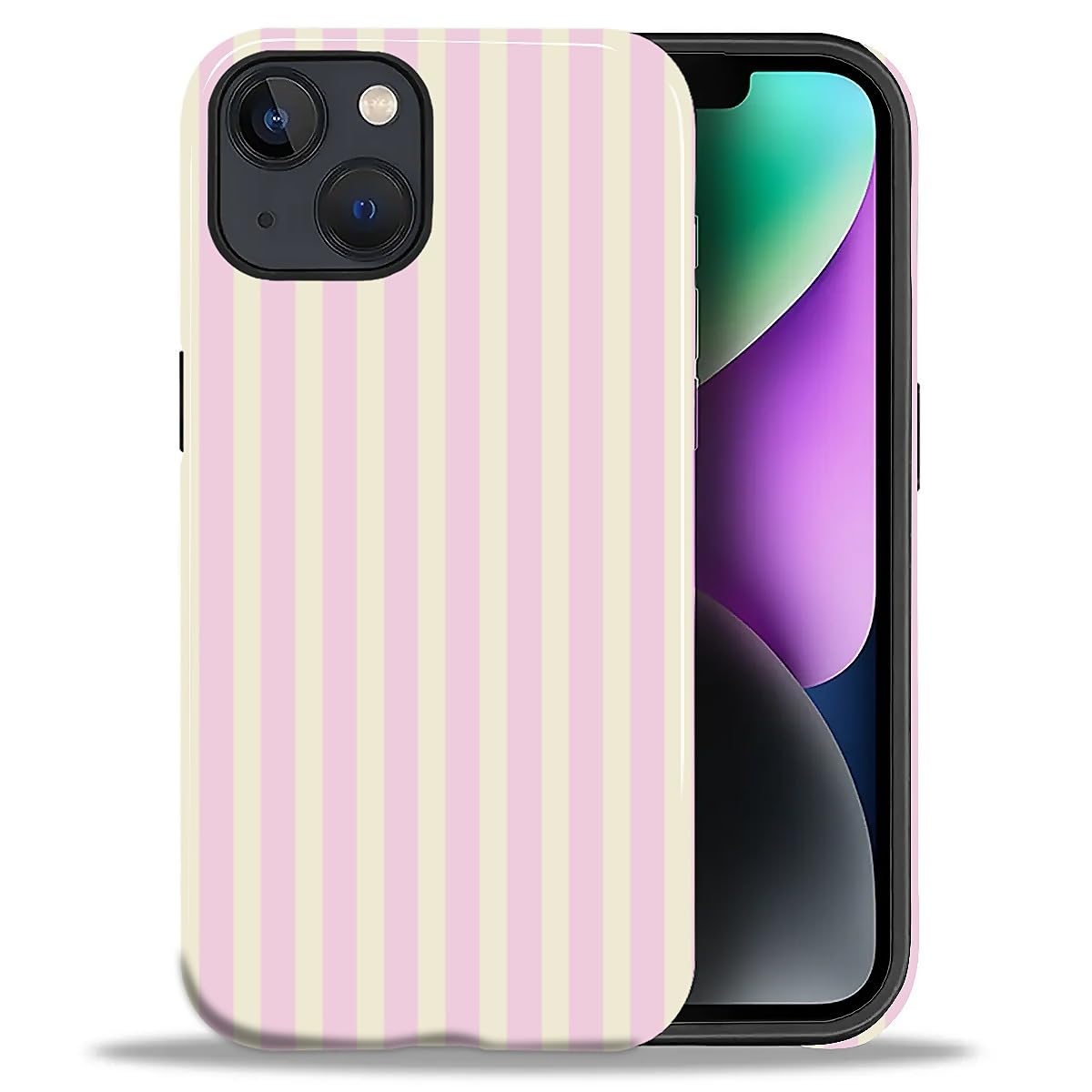 Coque iPhone 14 Plus jaune en silicone et PC rigide à motif rayures - 8
