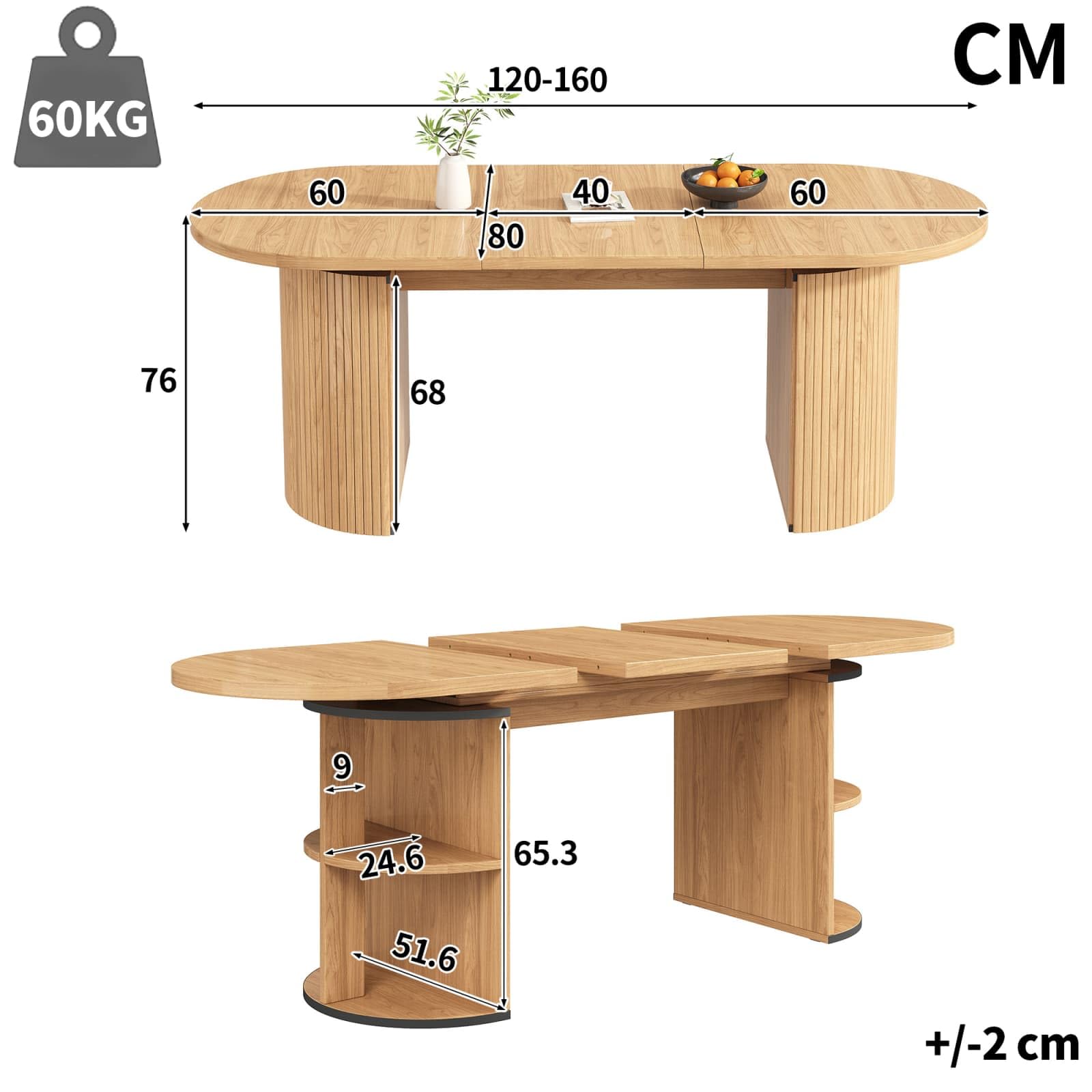 Sweiko Table à Manger Extensible avec Rangement Caché, Bureau Convertible avec Épais, Dining Table avec Pieds Rainurés, Meuble Gain de Place pour Salon, Cuisine