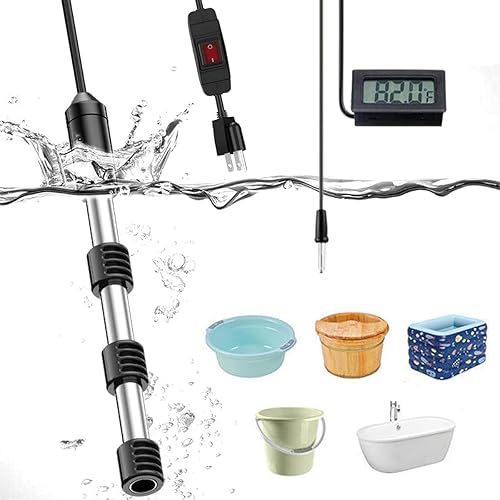 Memoryee Calentador de agua de inmersión de 2000 W, calentador tubular portátil tipo paquete con interruptor, funda ignífuga de silicona y