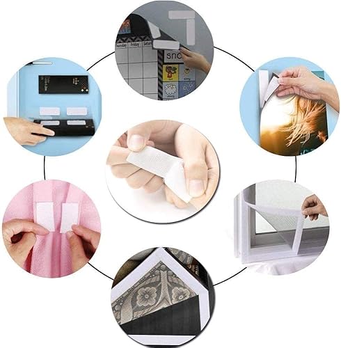 Miniatura 8 de Tiras de gancho y bucle resistentes con respaldo adhesivo 50 juegos de 1 x 4 pulgadas. Cinta de montaje de doble cara con pegamento adhesivo blanco