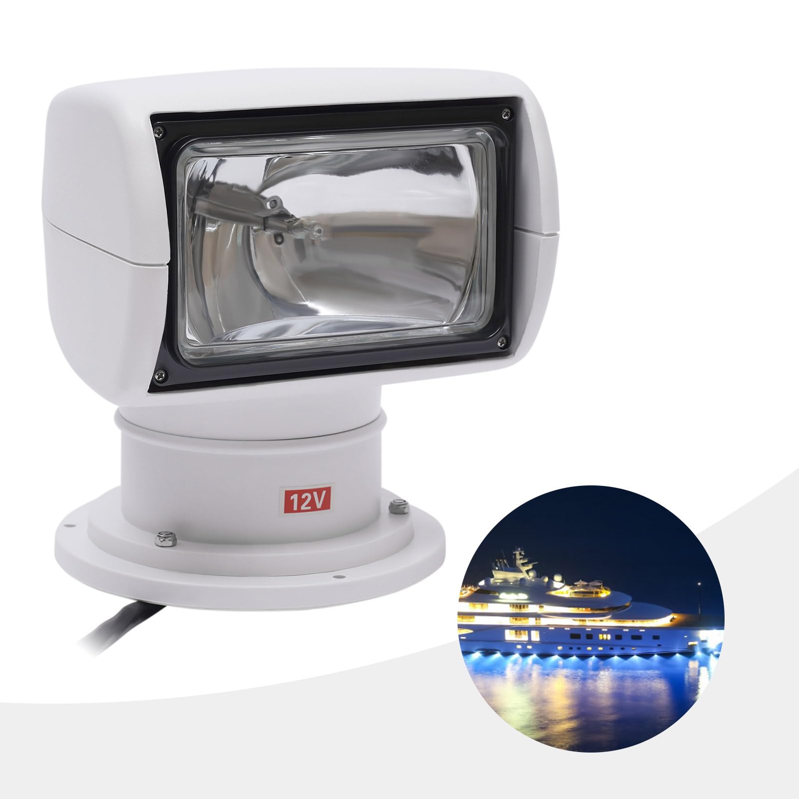 Faro per barca, girevole a 360 gradi, luce marina, 12 V, impermeabile, 100 W, barca da pescatore, barca, faro marino, telecomando, xeno, luce di ricerca per guardia costiera yacht