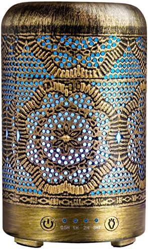 Diffuserlove Essential Oil Diffuser 100ml Metal Aromatherapy Diffuser with Auto Shut-Off Protection, 7 Color LED Night Lights Cool Mist Humidifiers for Home Office Yoga