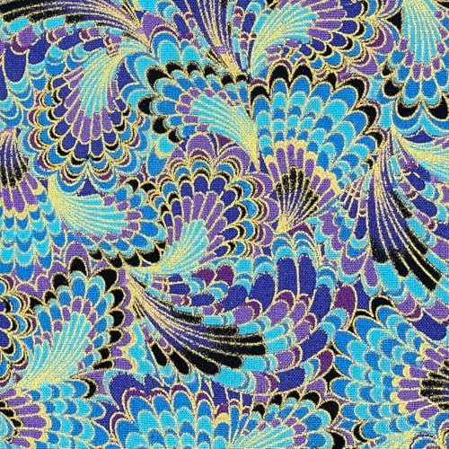 aufodara Tissus au Metre Style Japonais Tissu DIY Couture pour Décorer Patchwork Vêtements Nappe de Table Rideau Tissu à Coudre, Largeur 145cm (Bleu A, 50x145cm)