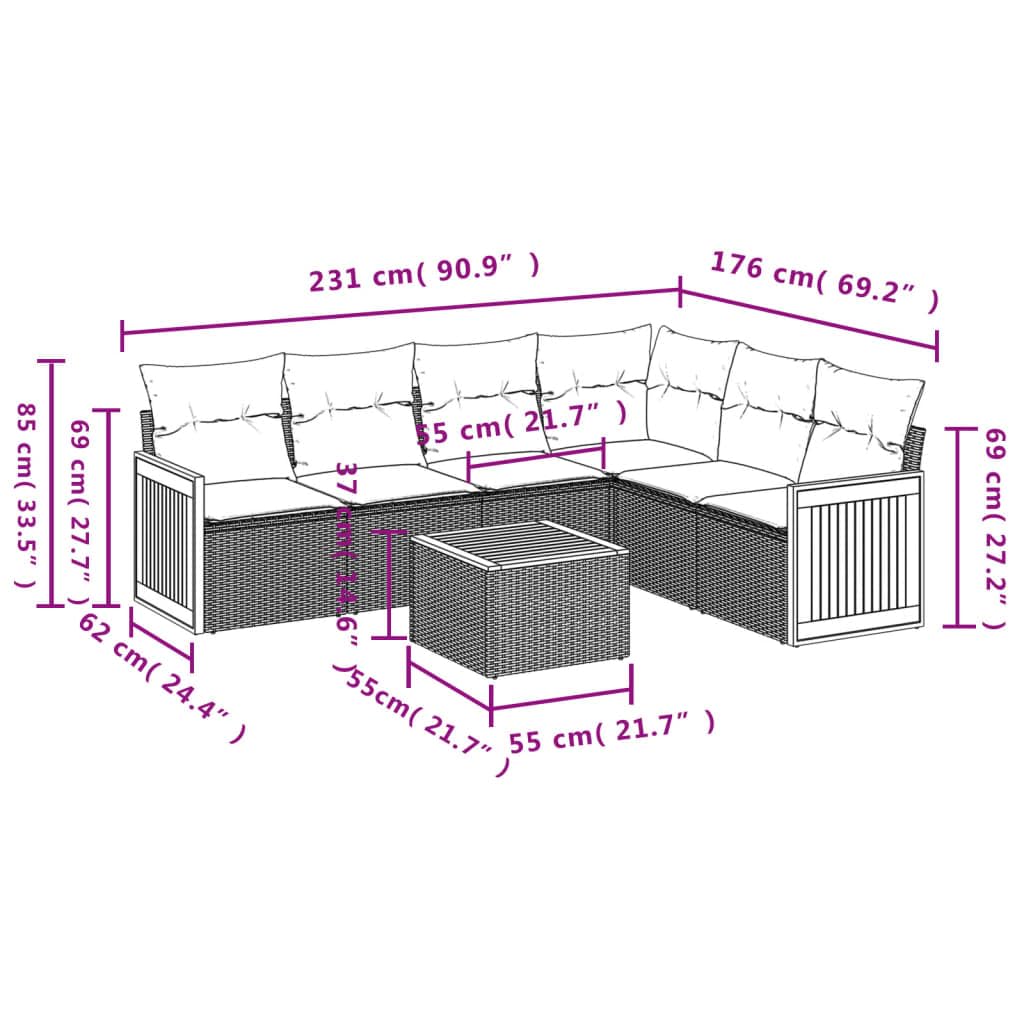 Destockage mobilier de Jardin,Salon,Salon Jardin Enfant,Salon de Jardin avec Coussins 7 pcs Gris résine tresséeConvient pour Les Jardins, Les Salons et Les patios
