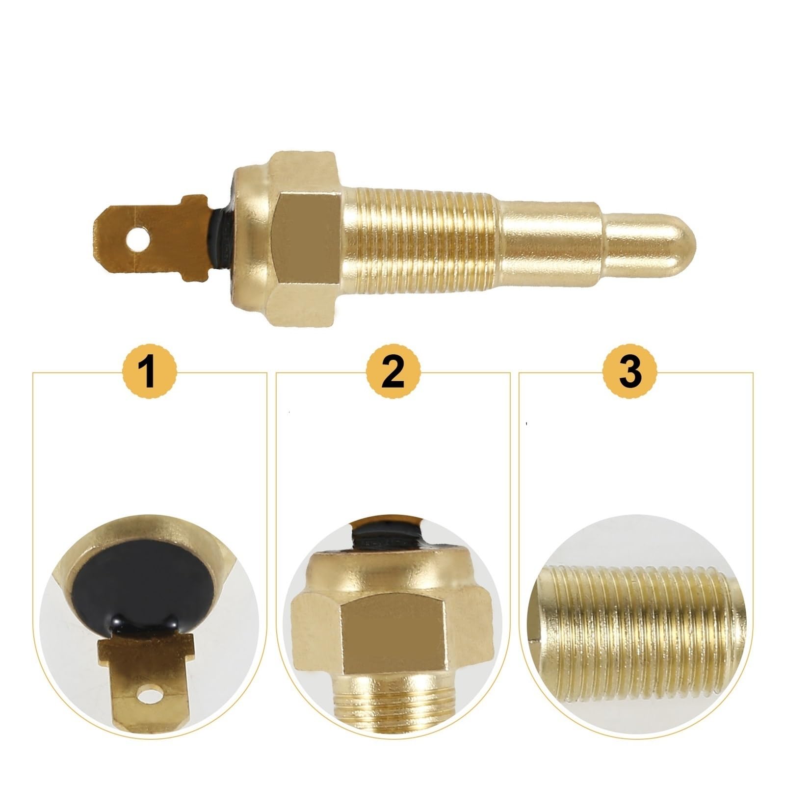 Sonda temperatury chłodnicy Pasuje do płynu chłodzącego olej wodny, wentylator chłodzący silnik termostat przełącznik czujnika temperatury 1/8 "NPT 1 szt(Gold 2PCS)
