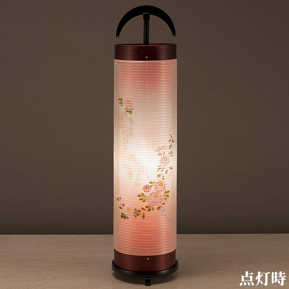 お盆 立花 御提灯 6号 絹二重絵 桜調 回転付 盆提灯 モダン 『立花8号