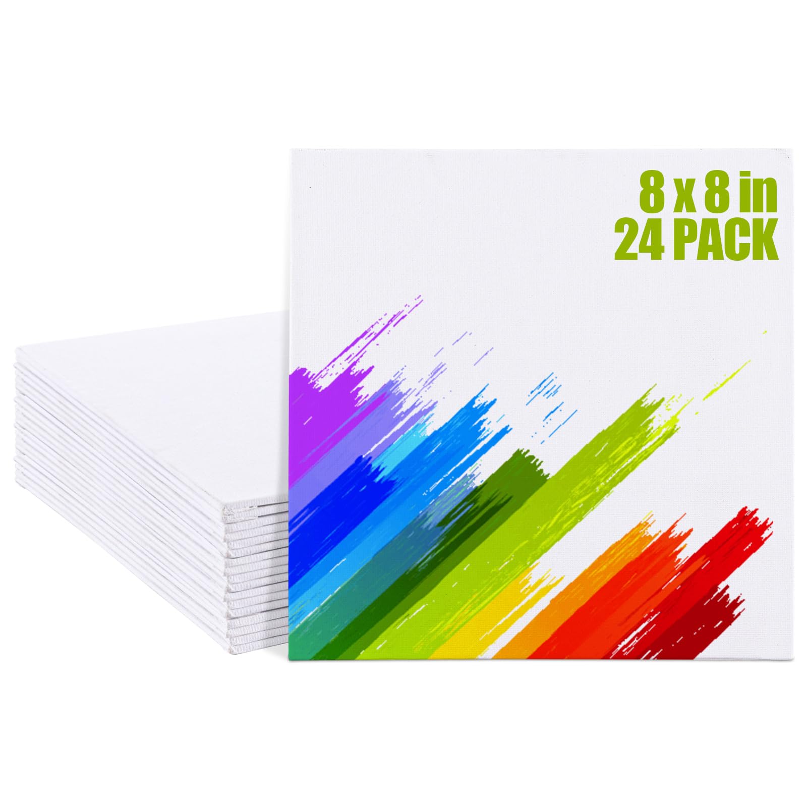 APACALI 24 Pack Canvas 20 x 20cm (8 x 8inch) for Painting and Art - Small Blank Canvas for Sketching Drawing, 3mm Thickness