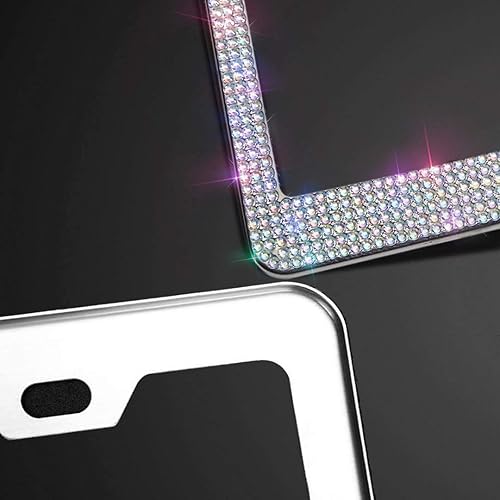 Miniatura 3 de Shering Marco para matrícula con purpurina, 1 paquete de marcos brillantes con cristales de diamantes de imitación deslumbrantes, accesorios