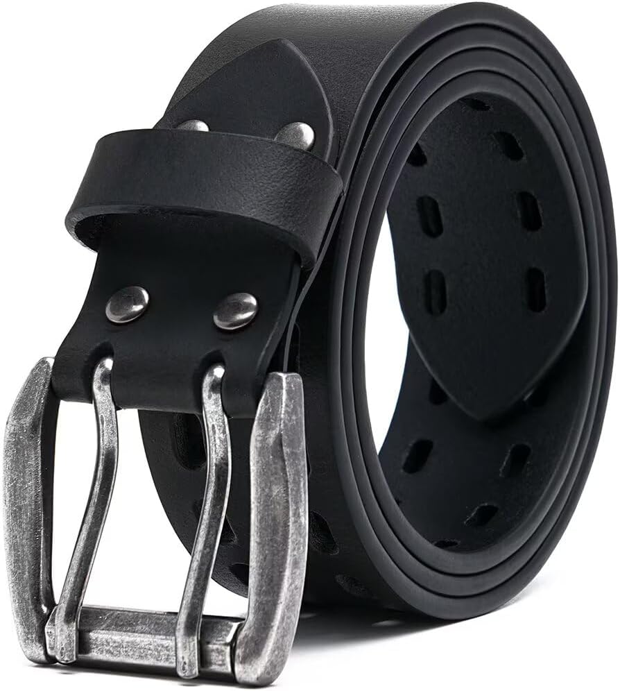 Fabio Valenti Men’s Casual Genuine Leather Jeans Belts 1 1/2" Wide Work Belt for Men