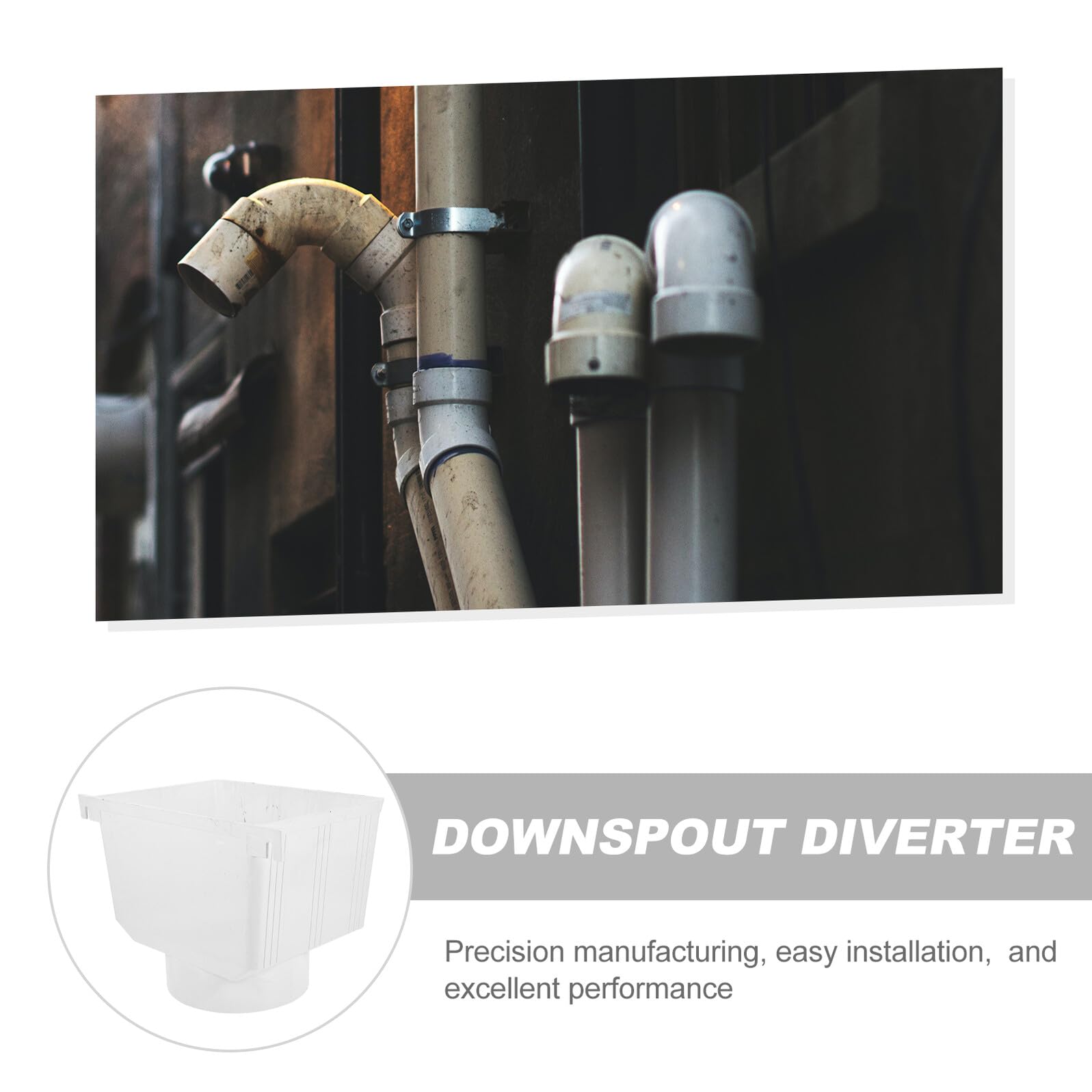 Anneome Récupérateur D'eau de Pluie en Pvc Blanc, Système de Collecte Facile à Installer et Résistant la Pression, Adapté aux Gouttières pour Barils de Pluie Domestiques