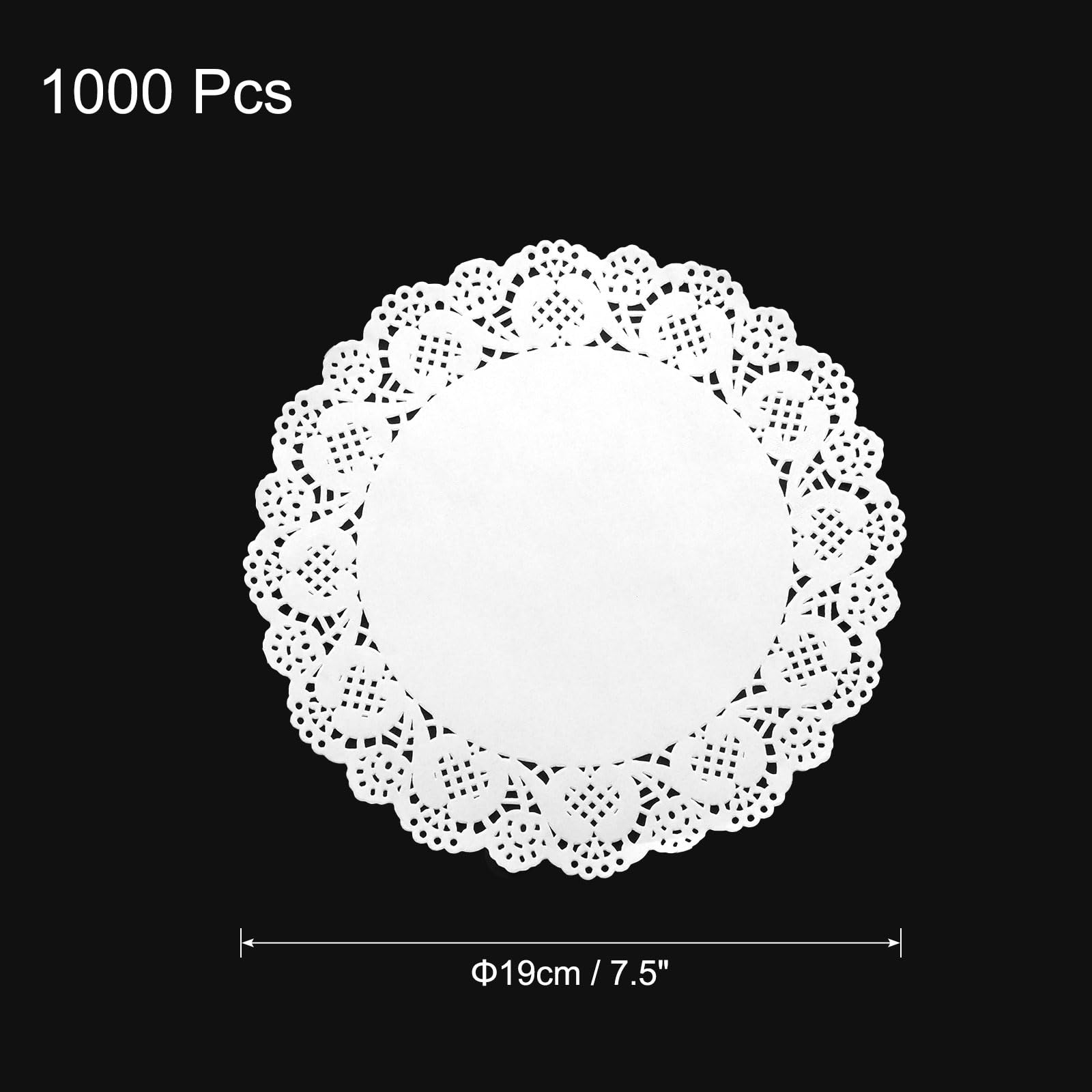 uxcell 1000 tapetes de papel de encaje blanco de 7.5 pulgadas, redondos, desechables, manteles individuales de papel decorativos para bodas, cumpleaños, pasteles, postres, vajillas y alimentos