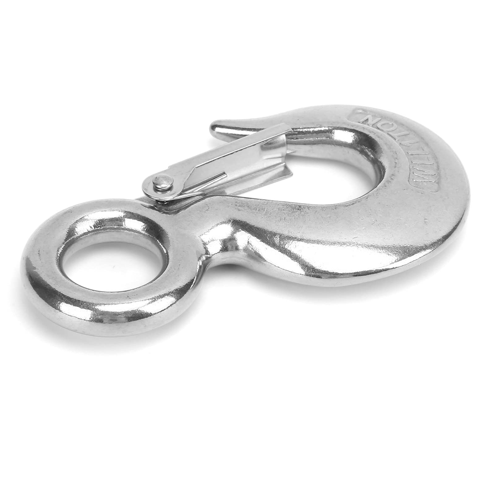 3 pezzi Gancio a Slittamento per Occhi con Chiusura di Sicurezza, Gancio a Slittamento in Acciaio Inox per Sollevamento con Occhielli, Gancio a Slittamento Lucido di Grado Marittim (1T)
