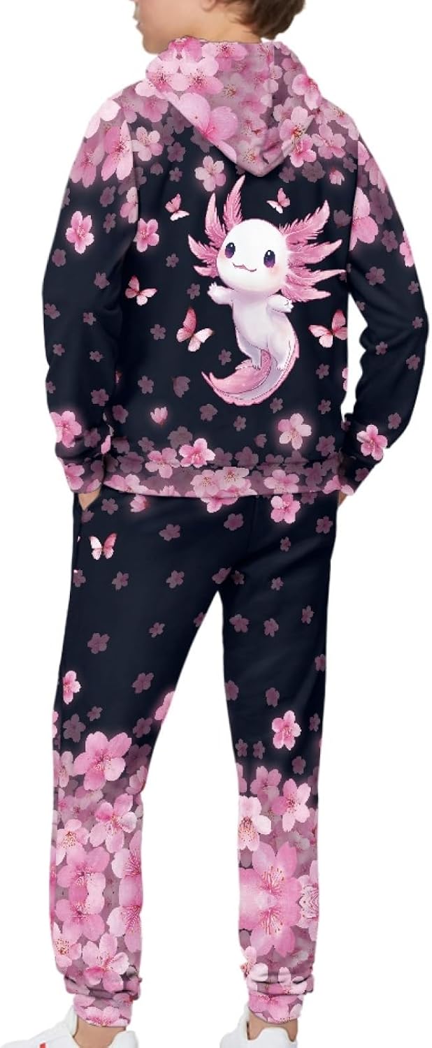 Girls Hooded Sweatsuit Set for Girl 5-12 Long Sleeve Hoodie Jogger Sweatpant with Pocket for Kids Fall Clothes