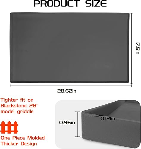 Miniatura 6 de Alfombrilla de silicona para parrilla Blackstone de 28 pulgadas (no compatible con 28XLPro), cubierta de silicona de grado alimenticio resistente,
