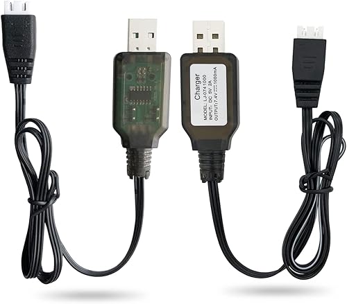 Cable de carga de repuesto para coche SCX24 RC, pistola de bolas de salpicadura, pistola de gel, dron, cargador de batería Lipo de 7.4V 2S, paquete