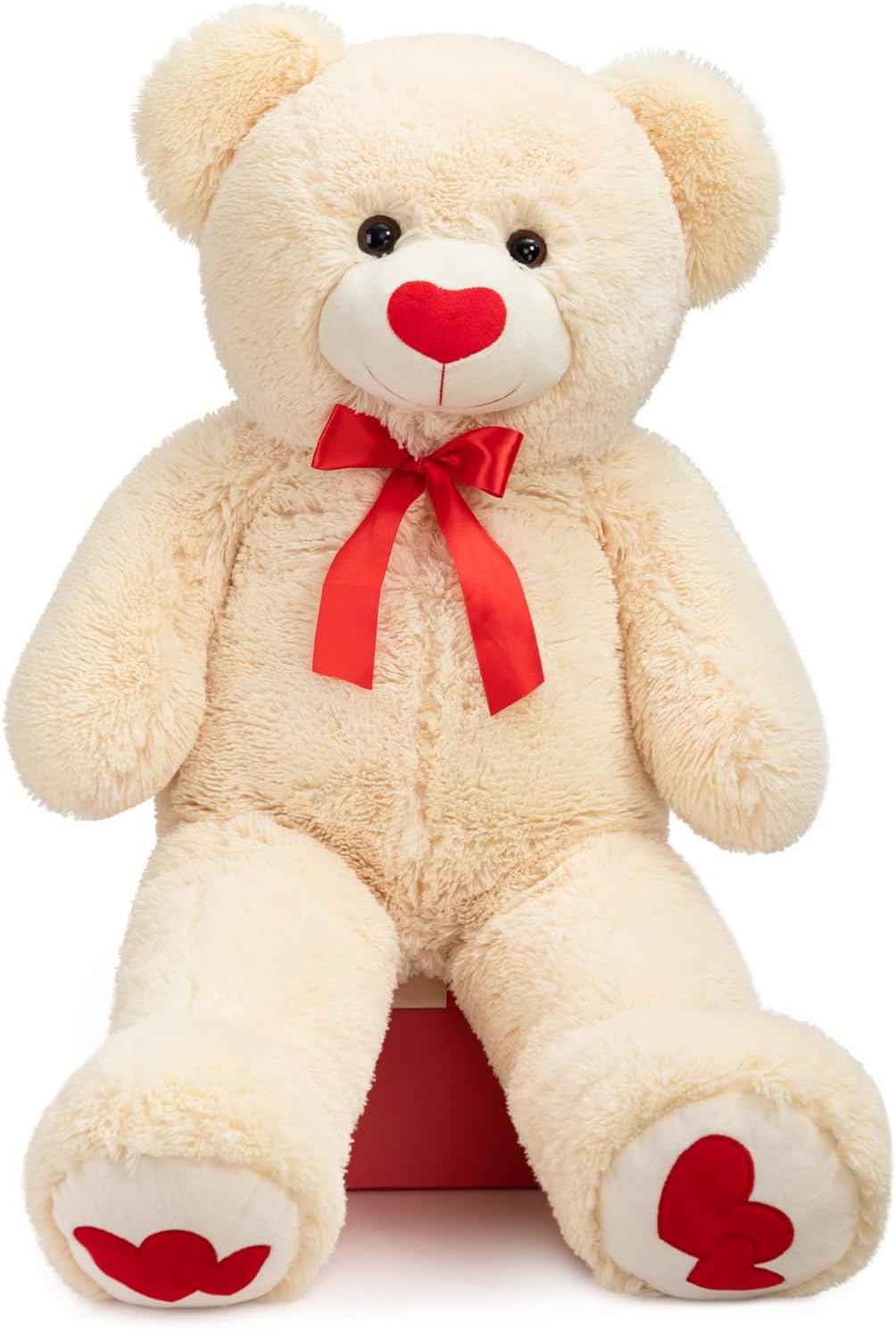HollyHOME Big Teddy Bear Stuffed Animal Large Bear Plush with Red Heart for Girlfriend and Kids Holiday Toy Gift 36 inch Beige - Image 8