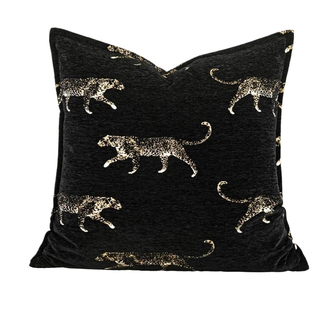 XPJYUA Chenille Pillow Covers Gold Metallic Leopard Panthera Jacquard Lumbar Pillowcase Chenille Oblong Stunning Cushion Cover(45x45cm(NO FILLING) 1)