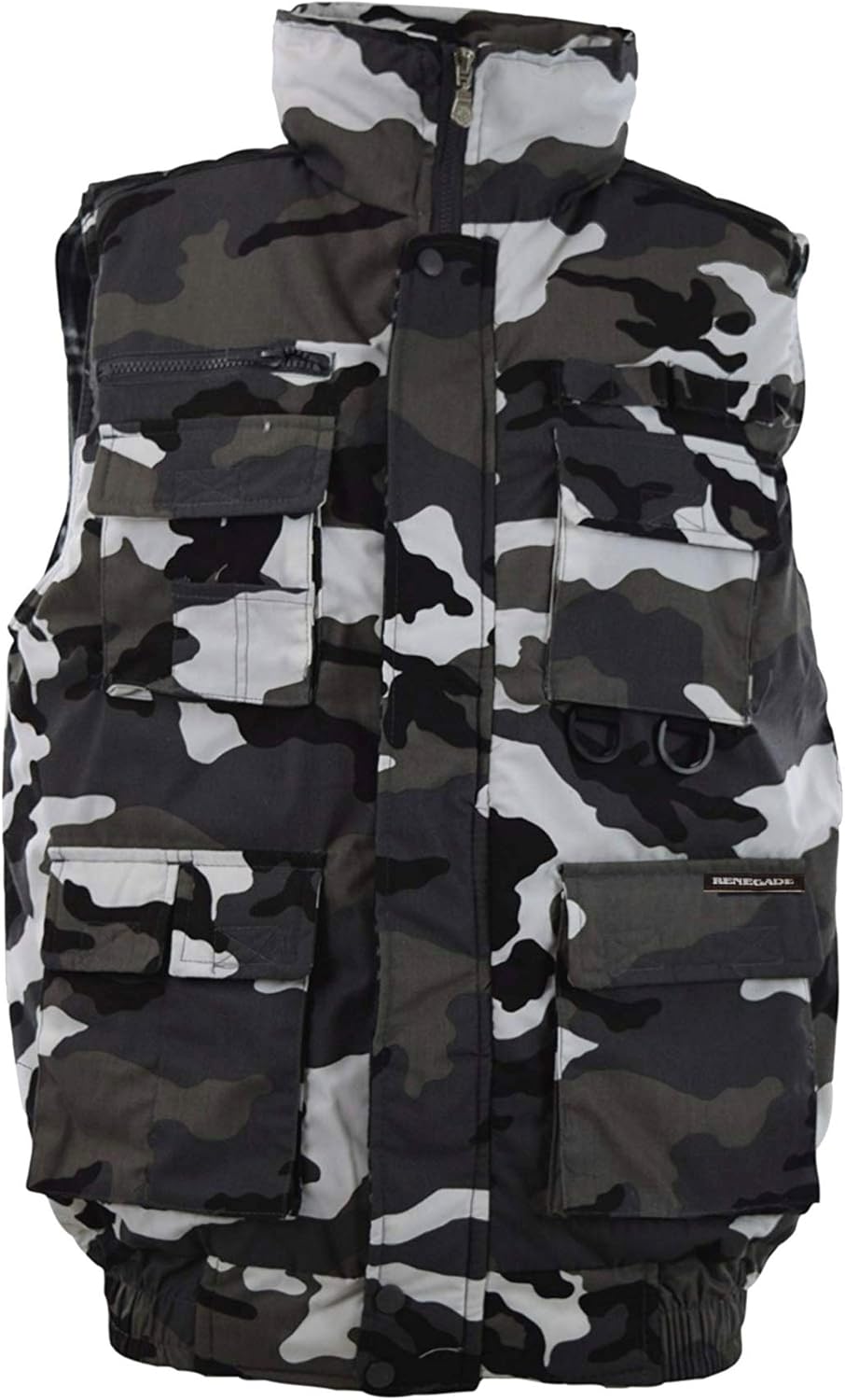 Men's Multiple Pocket Water Resistant Poplin Shell Polar Fleece Lined Padded Utility Vest