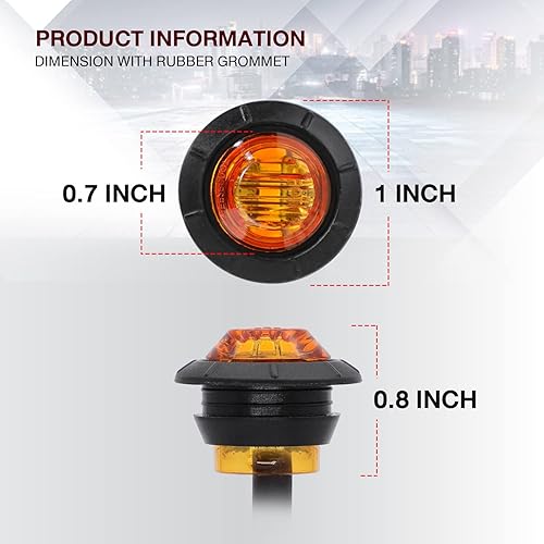 Miniatura 33 de TMH Paquete de 20 lentes ahumadas de 3/4 pulgadas LED blanco DC 12 V luz indicadora lateral redonda luz indicadora de liquidación lámpara de bala