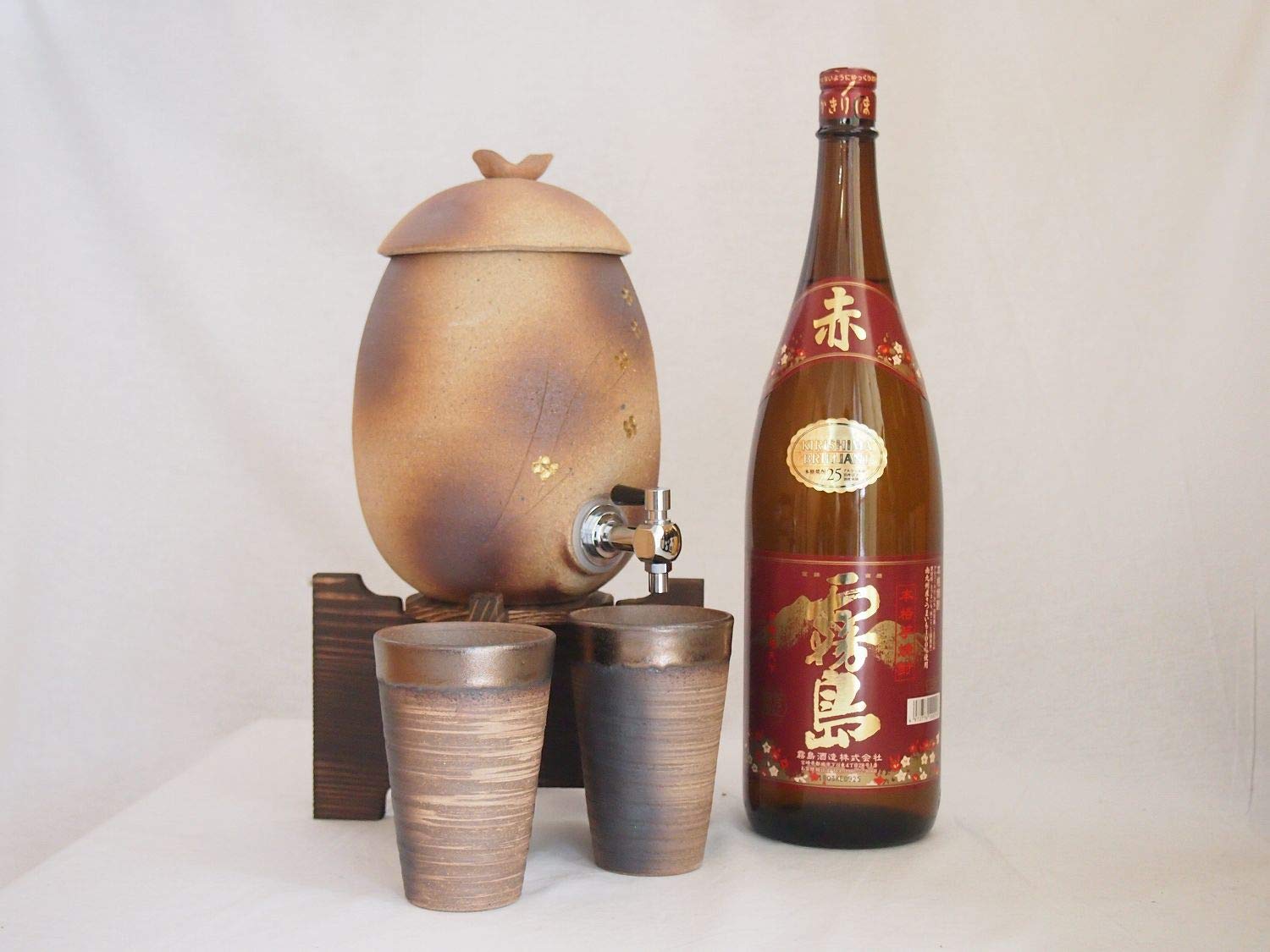 Amazon.co.jp: 信楽焼・明山窯 焼酎サーバー 火色金小紋 2200cc(滋賀