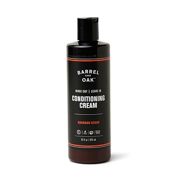 Barrel and Oak Leave In Conditioner Cream for Men, Dual-Use Styling Cream & Hair Conditioner, Restores Dry Hair, Adds Shine & Control, Bourbon Cedar Scent, Vegan Gifts for Men, 16 oz