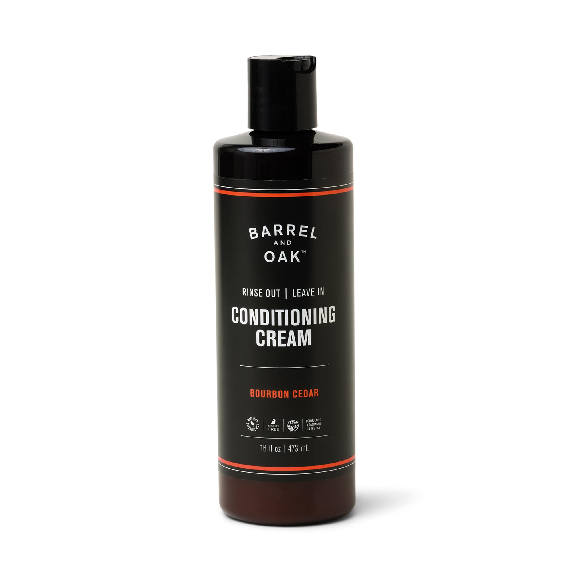 Barrel and Oak Leave In Conditioner Cream for Men, Dual-Use Styling Cream & Hair Conditioner, Restores Dry Hair, Adds Shine & Control, Bourbon Cedar Scent, Vegan Gifts for Men, 16 oz