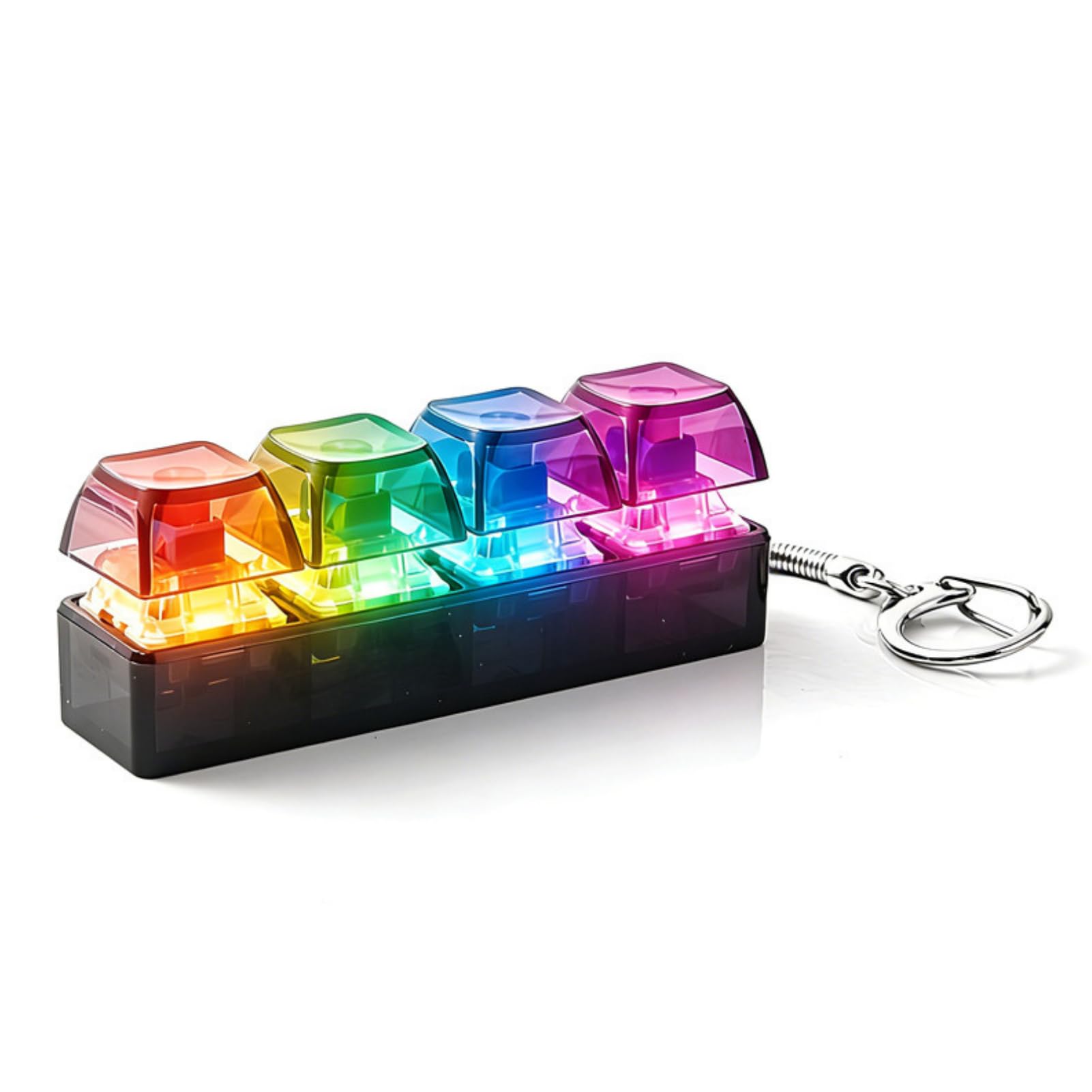 Fidget Toys Tastatur mit LED Licht, Tastatur Fidget Toy Clicker Schlüsselanhänger, Antistress Spielzeug für Erwachsene, Leuchtendes Keyboard Klicker Fidget Toy zum Stressabbau (Schwarz)