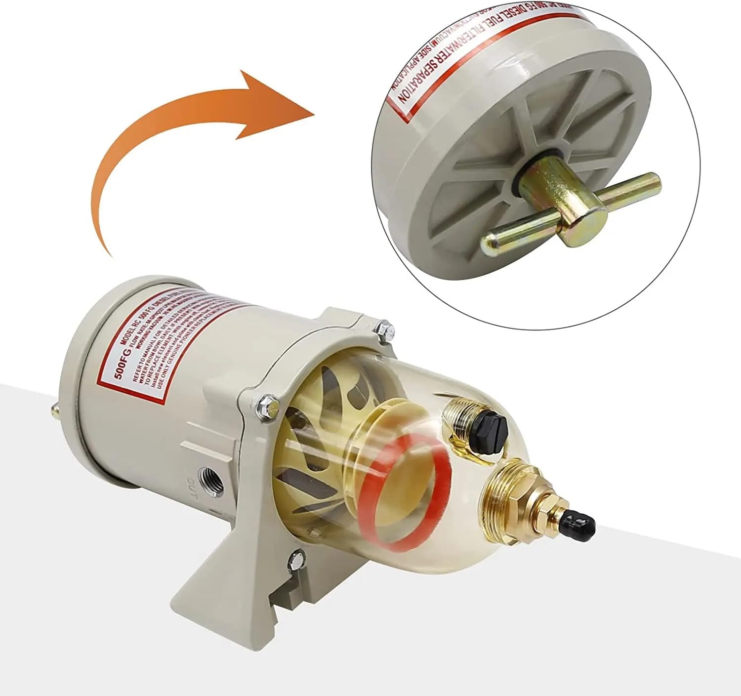 Filtro Gasoil Filtro de combustible diésel para motor marino 500FG 500FH, separador aceite/agua, barcos marinos, camiones 90GPH para coche