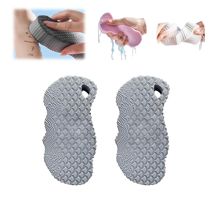 Magic Exfoliating Bath Sponge|3D Super Soft Exfoliating Bath Sponge Reusable|Removes Dead Skin and Impurities from Body for Adults and Children-2PCS (