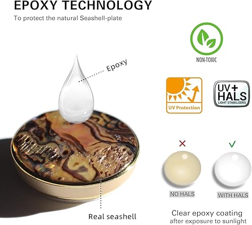 Miniatura 5 de CRYSTALFY Auténtico abulón natural concha de mar de nácar moneda de piedra preciosa expandible plegable para teléfono móvil soporte para teléfono