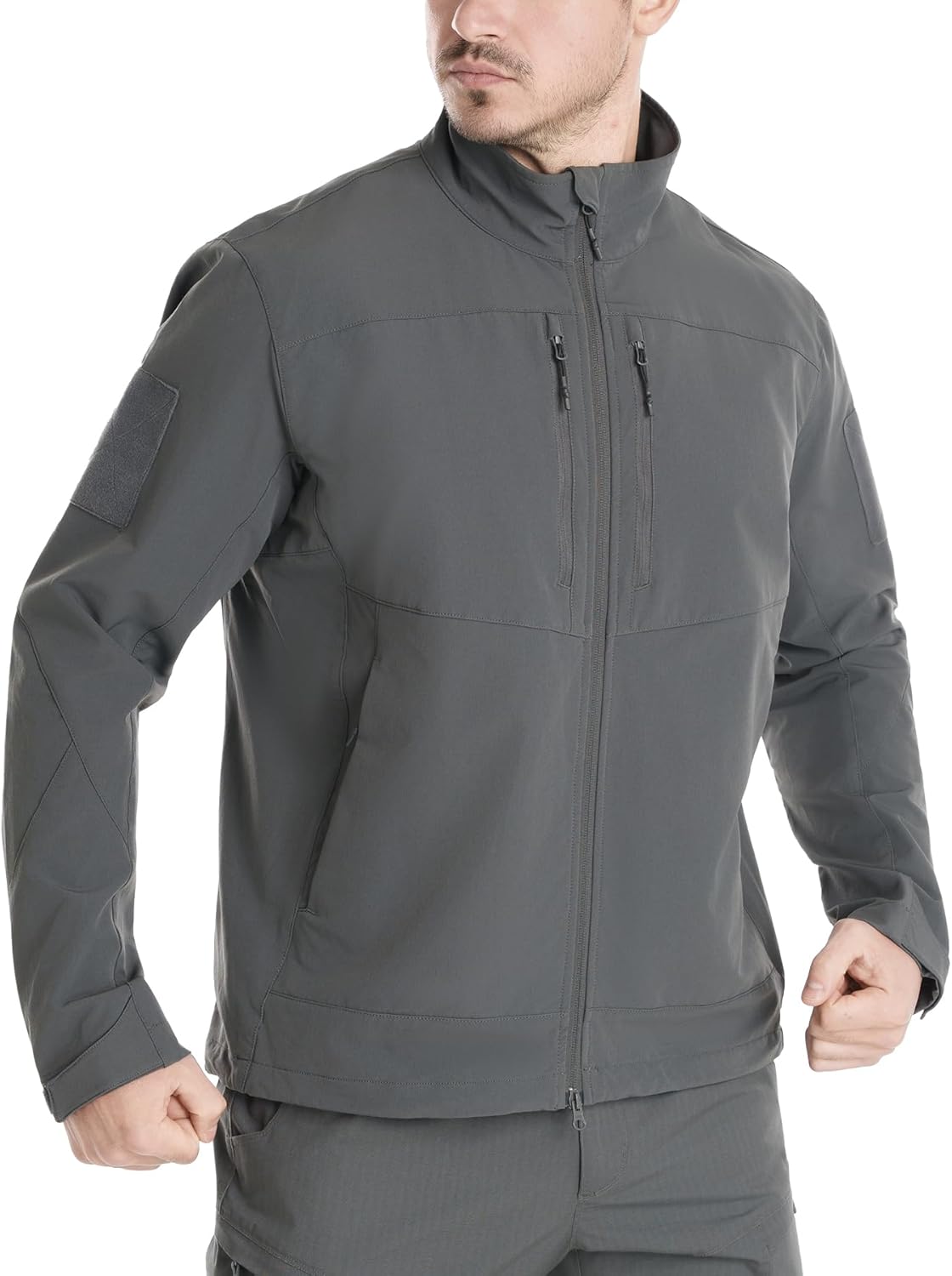 Men's Lightweight Waterproof Jacket,Tactical Rain Zip Up Softshell Jacket Windbreaker Casual for Hiking Travel Golf