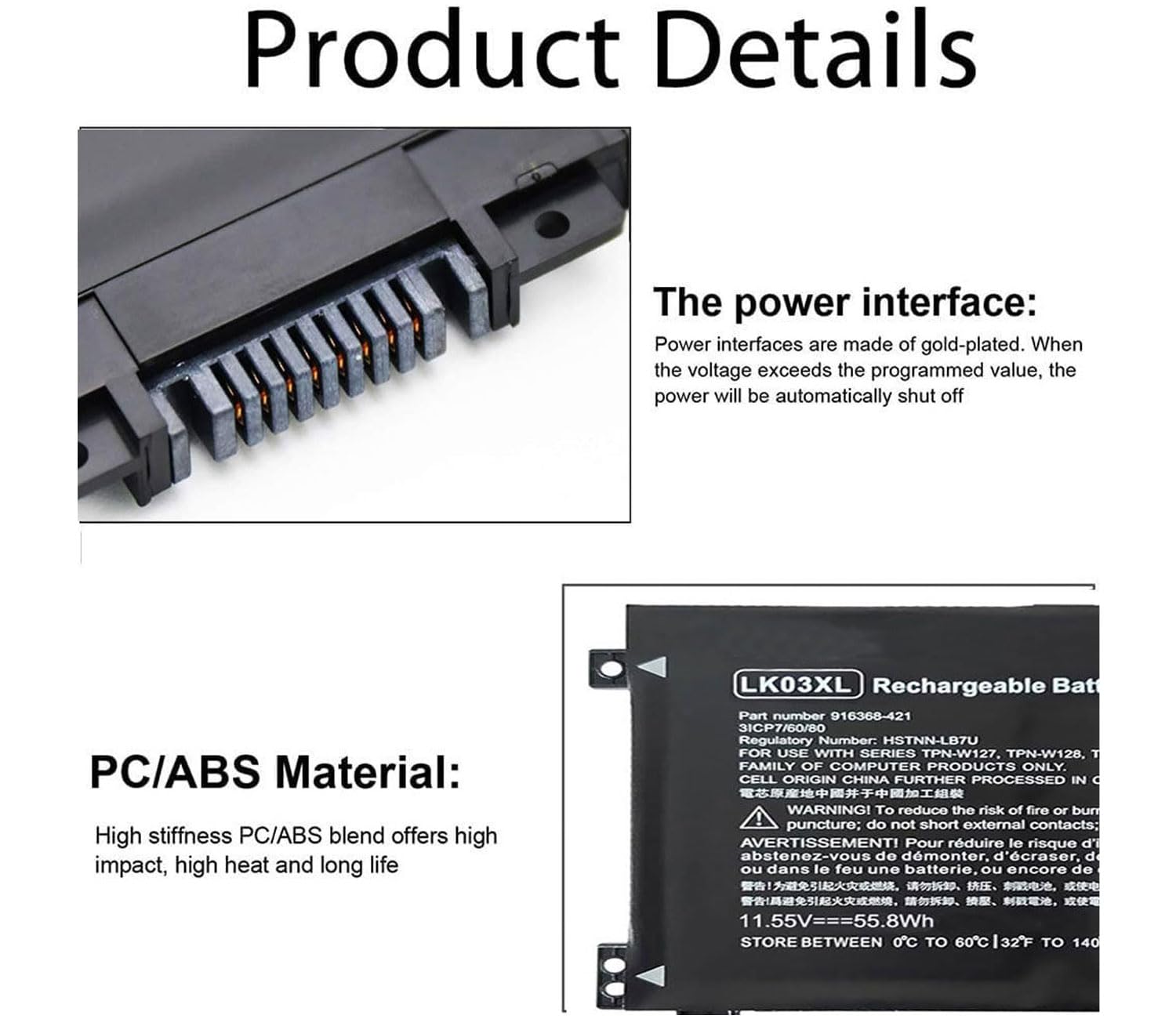 55,8Wh LK03XL LK03048XL 916368-541 916814-855 TPN-I129 Batteria portatile compatibile con HP Envy 15-BQ 15-CN 15-CP 15t-cn 17-BW 17t-ce 17 17-AE143NG 17M-AE0XX HP X360 15-BP000 15-BP107TX