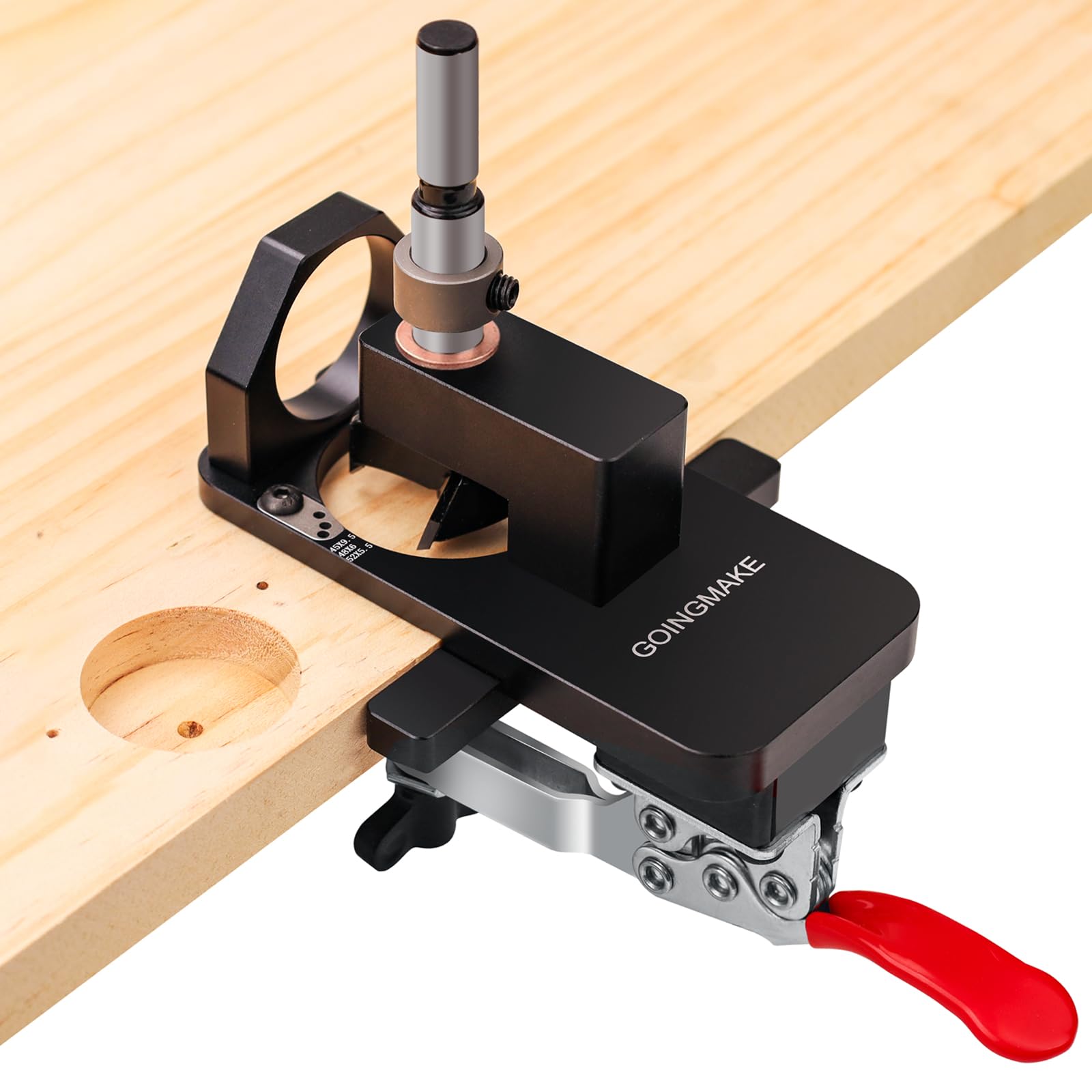 Compact Metal Concealed Hinge Jig with Quick Clamp,35mm Cabinet Hinge Jig with Dust Adapter for Cabinet Hinge Mounting,Woodworking Cabinet Door Hinge Jig Drill Guide Cabinet Hardware Jig
