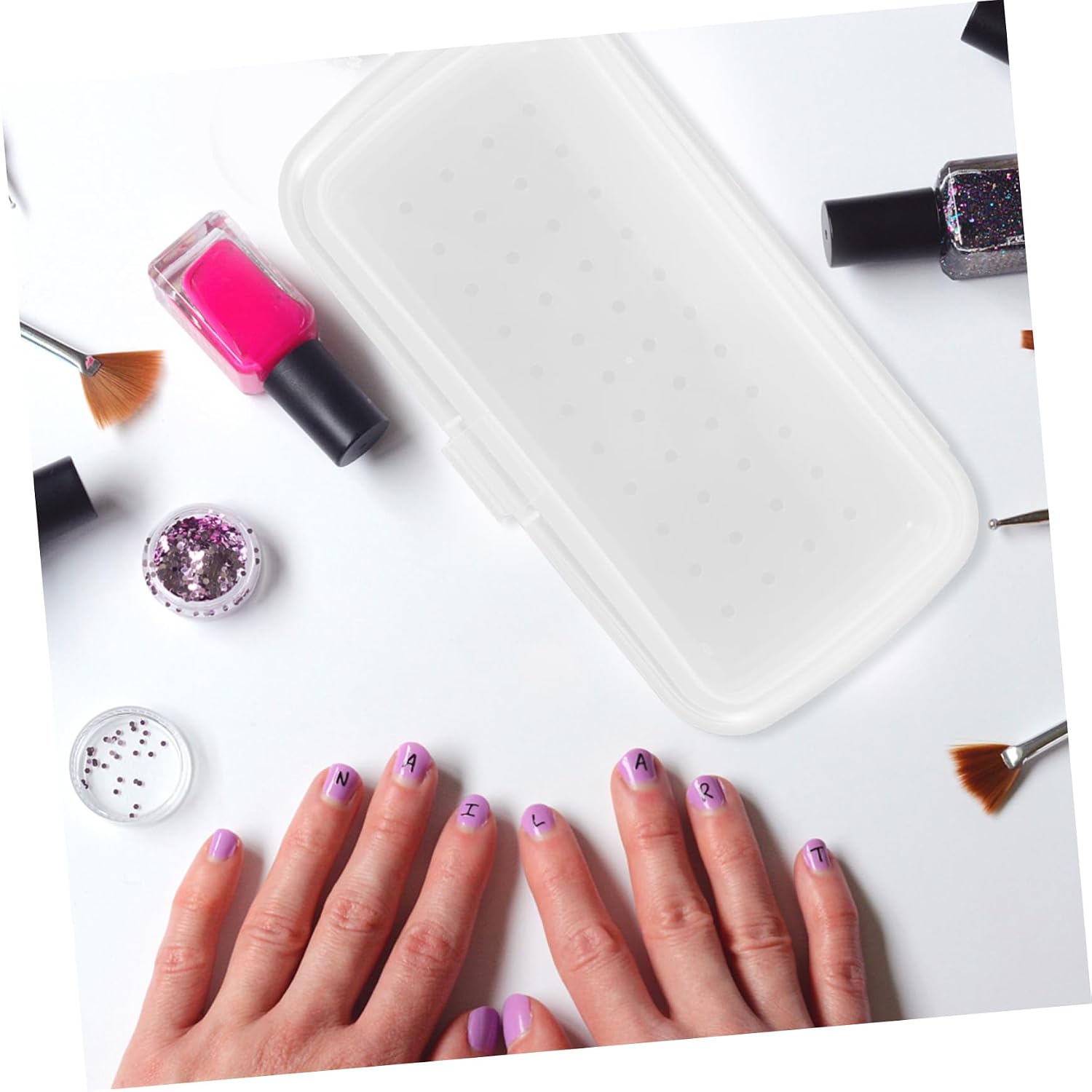 Nail Art Tool Box Transparent Manicure Tool Tray with Draining Durable Material Compact Organizer for Efficient Tool Drying and Storage