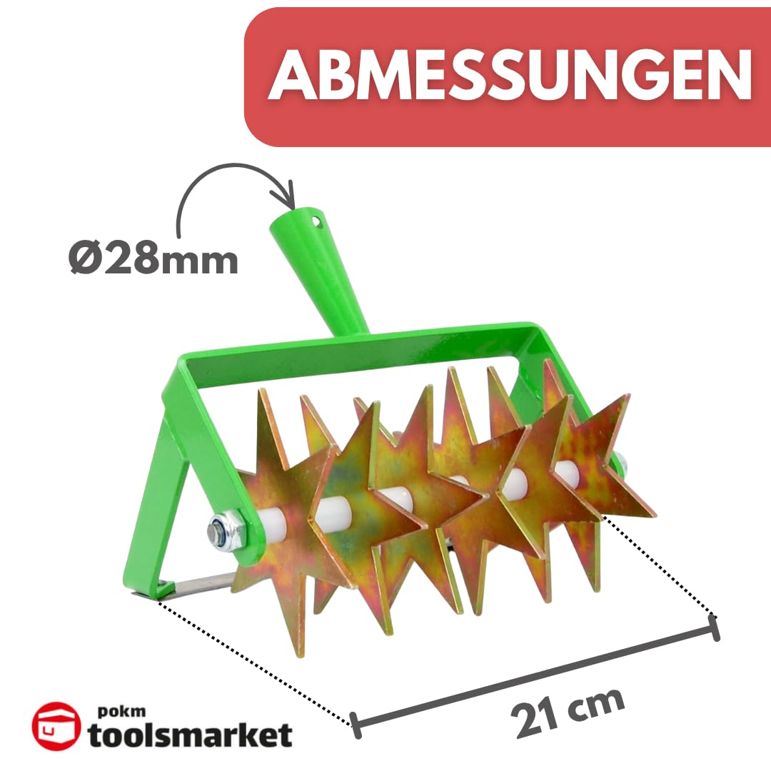 Kultivator Sternfräse mit 6 Sternen und Jätemesser, Krümler 21 cm, Bodenkrümler, Rollhacke 2-Reihe, BR: 20cm, Gartengerät EU-Produktion TMX