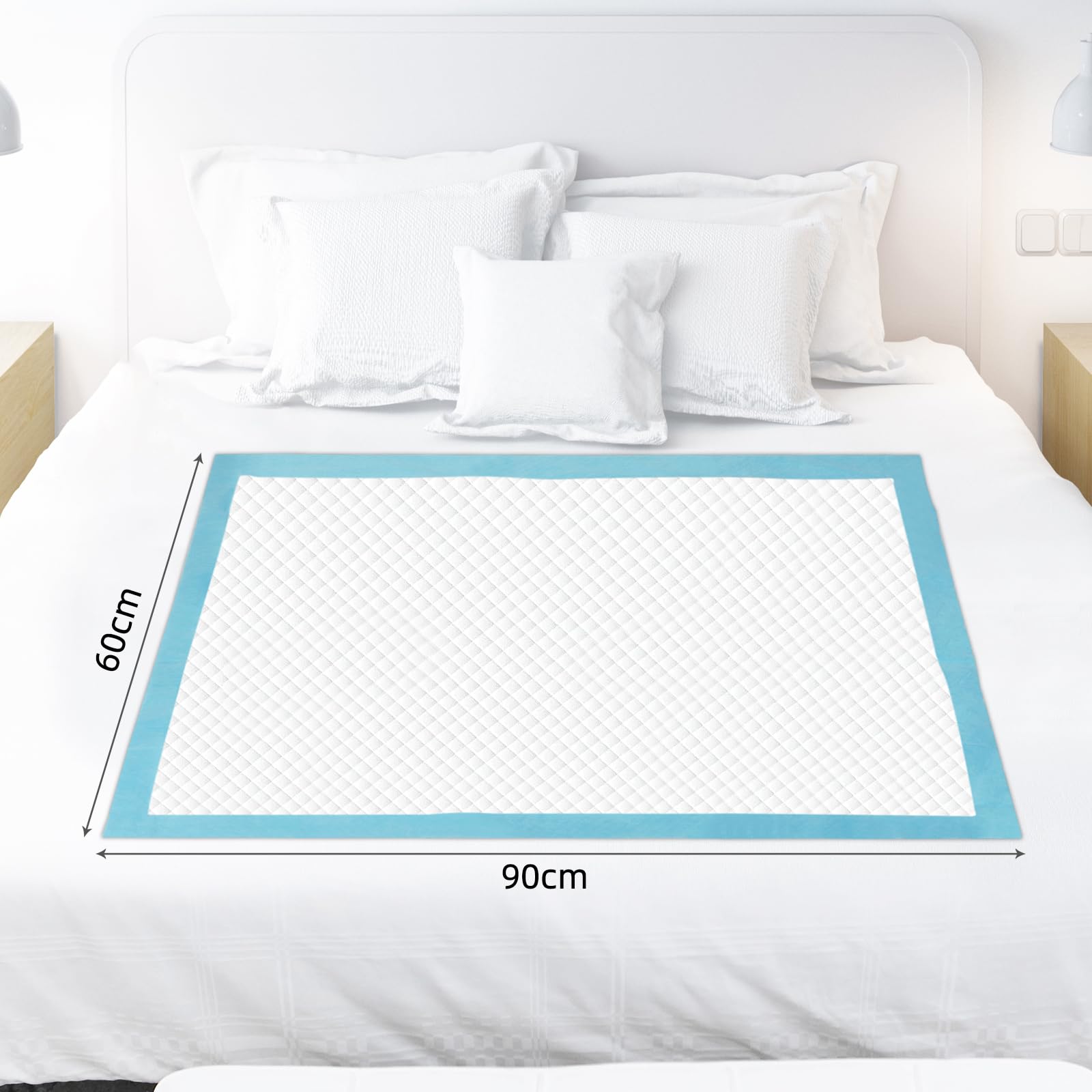 Wegwerf-Bettpads für Inkontinenz 50 Stück 60x90cm 5-lagig,90g/Stück,SAP 6g Betteinlagen Inkontinenz Einweg Erwachsenen, Heavy Duty Bettpads Inkontinenz, Einweg-Wickelunterlagen